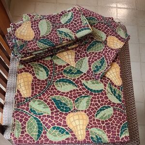 Pier 1 Imports Mosaic Fruit Cloth Napkins Placemats 15 pc Set Kitchen Dining